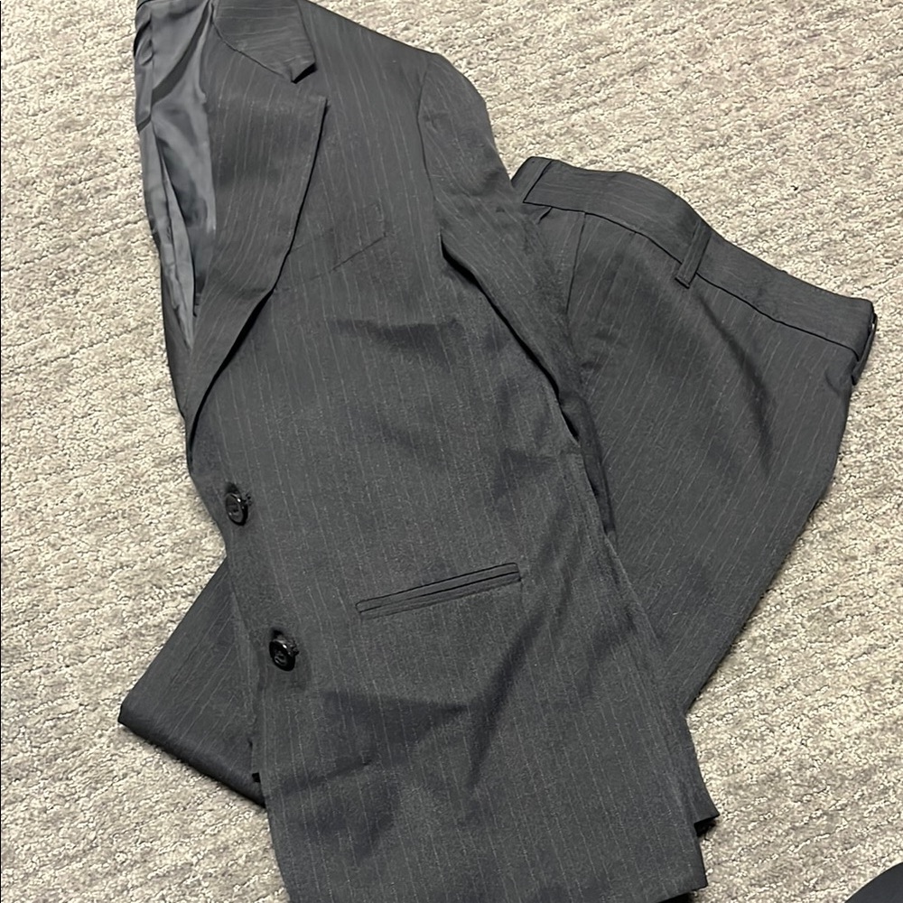 Boys Classic Black Pinstripe Suit